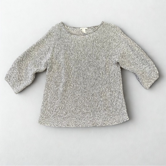 H&M Knit Sweater Gray Black Marled Crew Neck Size Small | Oversized | Fall Trend - Picture 1 of 7